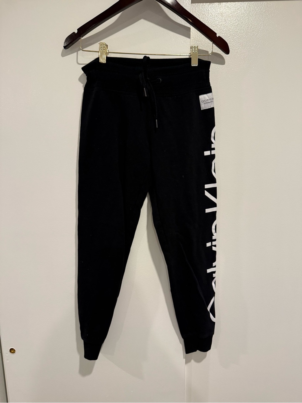 Calvin Klein Black Jogger Sweatpants with White Side Logo size XS